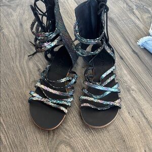 Free People Black/Iridescent Gladiator Sandals